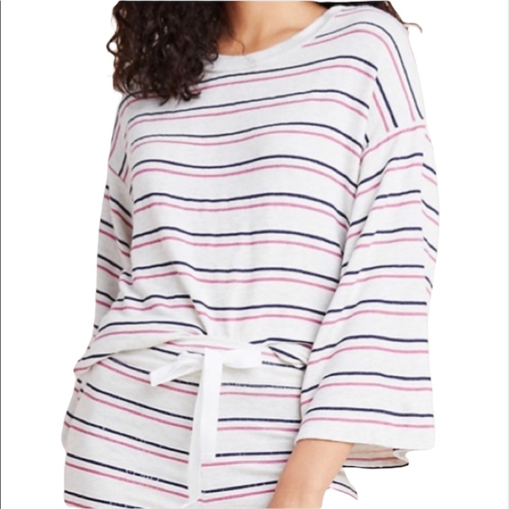 Anthropologie SUNDRY NEW Striped Wide Sleeve Hacci Soft Oversized Top